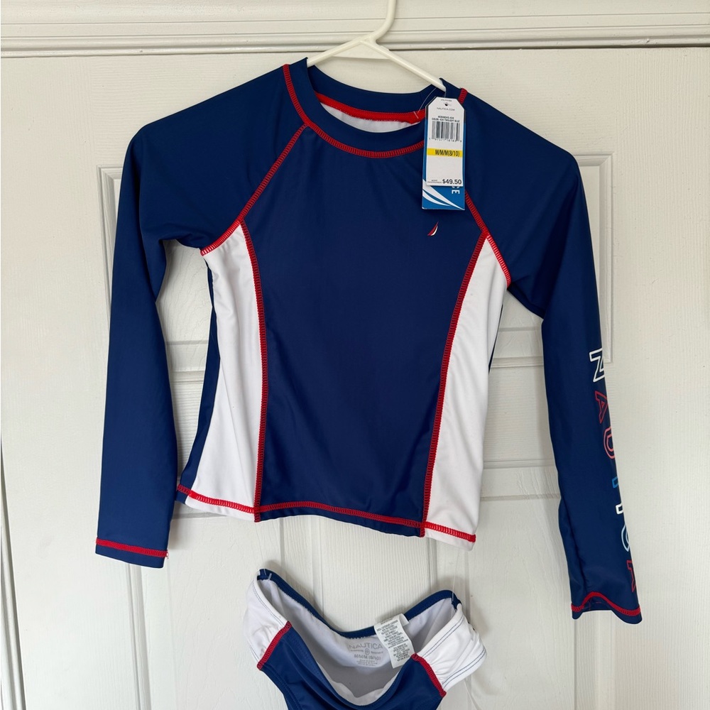 Nautica Kids Rashguard Set - Blue and White